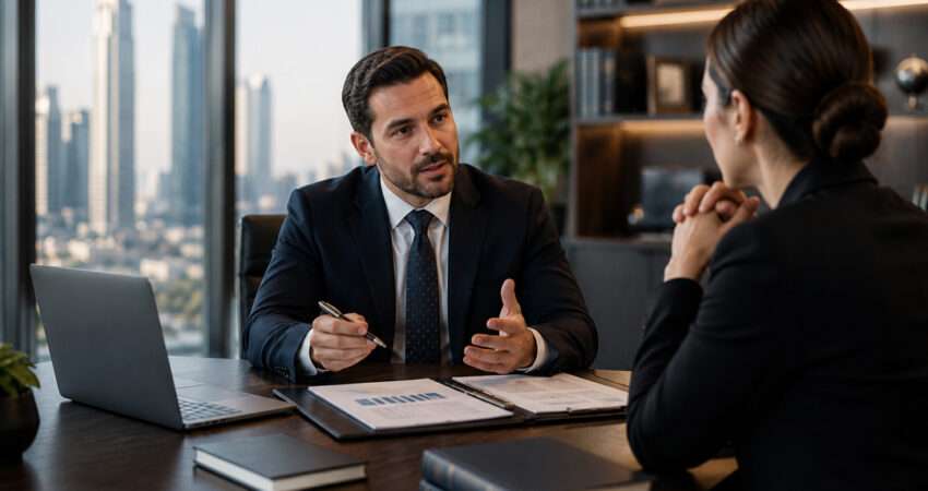Client meeting a Dubai family lawyer for legal advice.