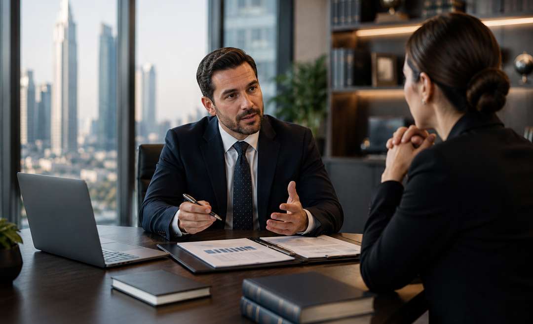 Client meeting a Dubai family lawyer for legal advice.